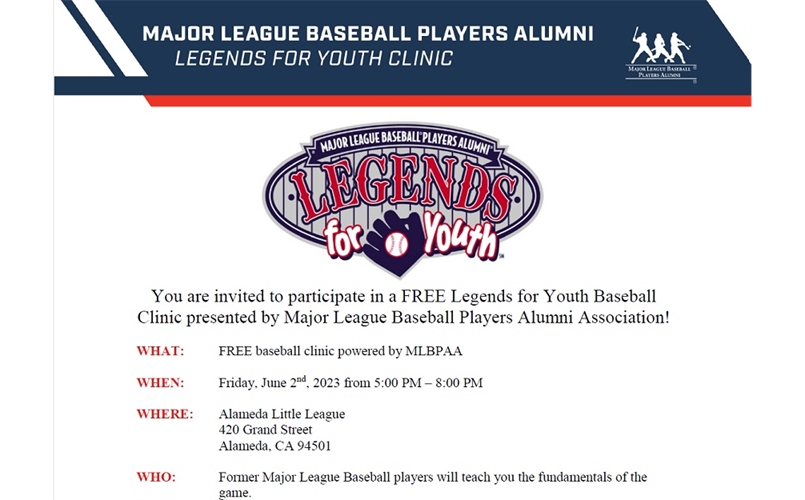 FREE Legends for Youth Baseball Clinic