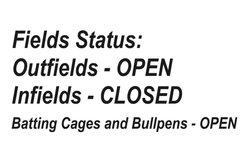 Outfields, Bullpens and Batting Cages are OPEN
