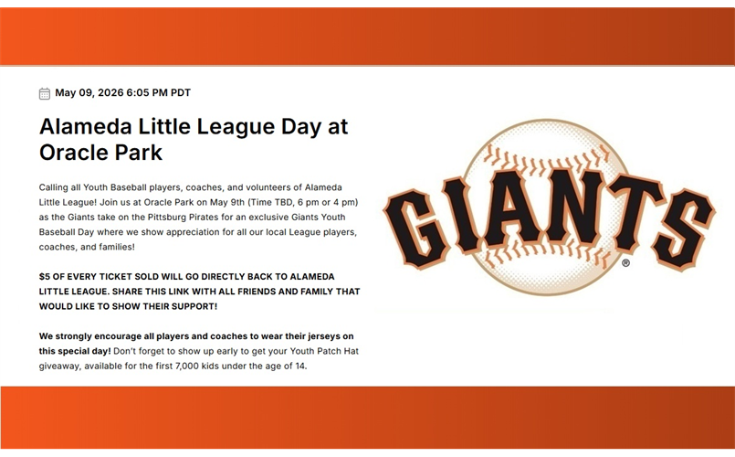 Alameda Little League Day at SF Giants - May 09, 2026