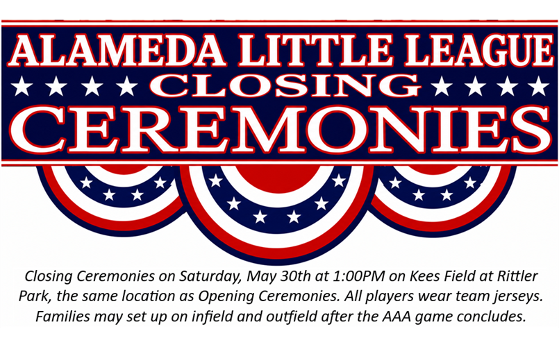 Closing Ceremonies - Saturday May 30 - 1:00pm